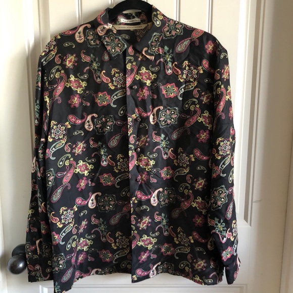 Vintage Anne Pinkerton Paisley Silk Button Up Blouse Paisley Print S - Picture 2 of 10